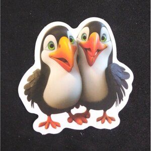 10/$10 Adorable Baby Animal Twins Puffins Sticker 2" x 2.18" (V)